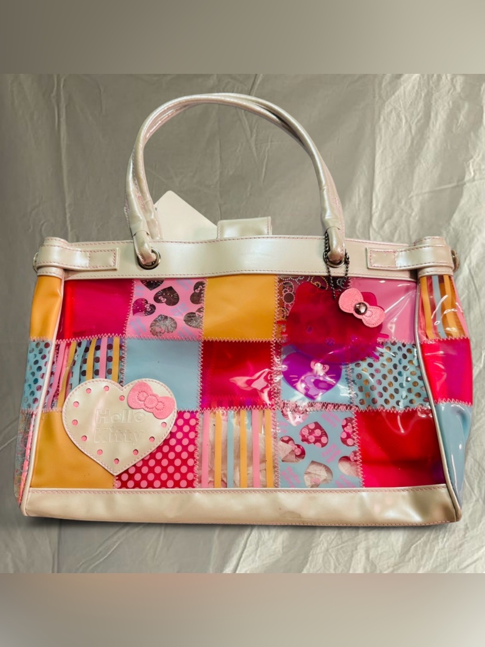 2007 Sanrio Hello Kitty Patchwork Shoulder Tote Bag VERY RARE